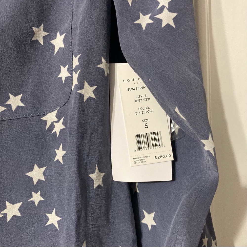 Equipment Silk Blue Star Print Button Down Shirt - Picture 5 of 5